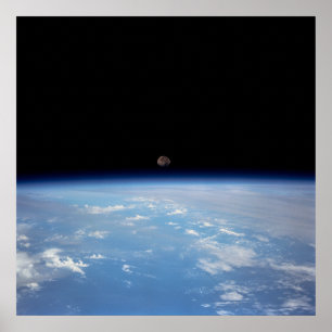 Poster Vue de la Terre et de la Lune de Shuttle Discovery
