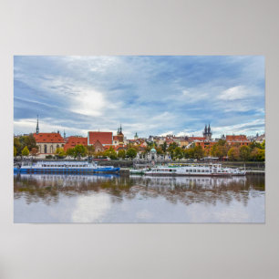 Poster Vue de la vieille ville de Prague depuis la rivièr