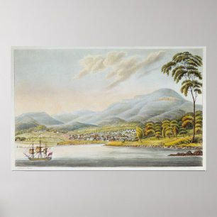 Poster Vue de la ville de Hobart, 1824