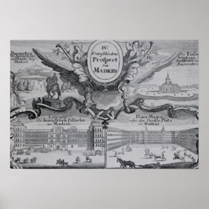 Poster Vue de la ville de Madrid