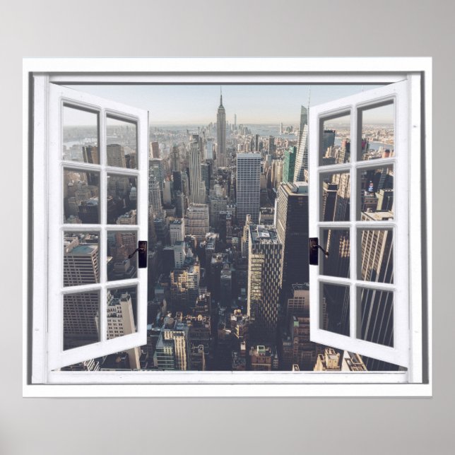 Poster Vue de la ville de New York Fausse Fenêtre (Devant)