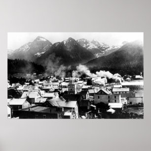 Poster Vue de la ville de Sitka, Alaska avec Pyramide