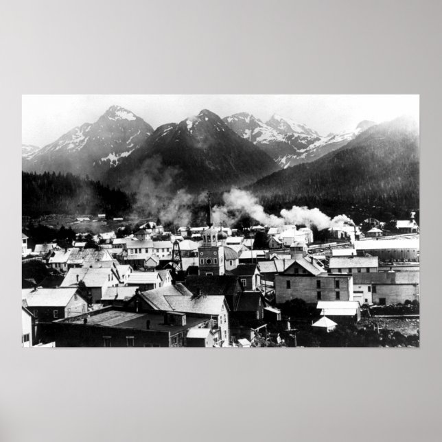 Poster Vue de la ville de Sitka, Alaska avec Pyramide (Devant)
