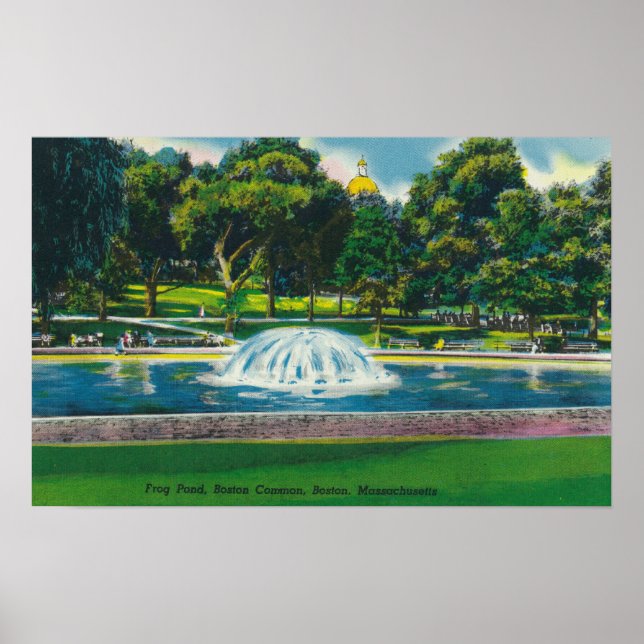 Poster Vue de l'étang de grenouille commun de Boston (Devant)