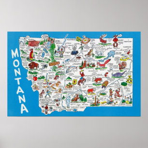 Poster Vue de l'état avec des dessins, des points Pittore