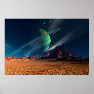 Poster Vue de lune de planète Newerades