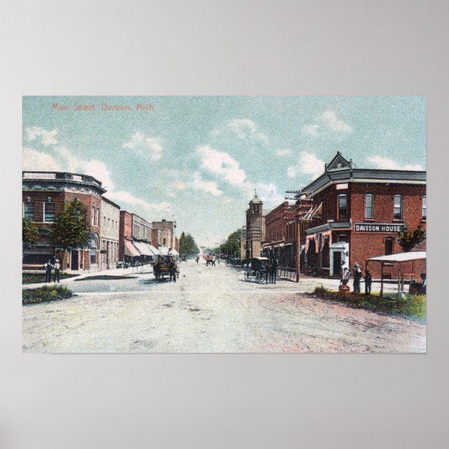 Poster Vue de Main StreetDavison, MI (Devant)