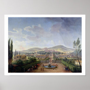 Poster Vue de Marino, 1719 (huile sur la toile)