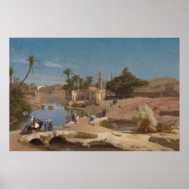 Poster Vue de Medinet El-Fayoum par Jean-Léon Gérôme (Devant)