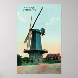 Poster Vue de moulin à vent néerlandais à Golden Gate