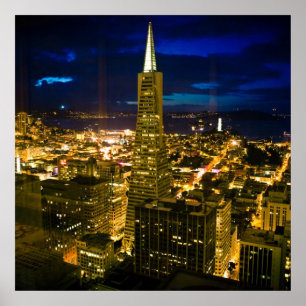 Poster Vue de nuit de San Francisco.