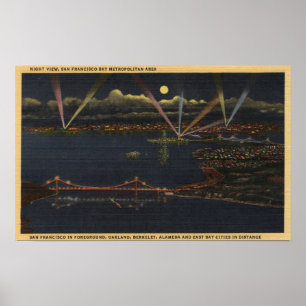 Poster Vue de nuit de zone métropolitaine de baie