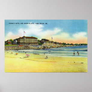 Poster Vue de plage de York de l'hôtel et de l'union de