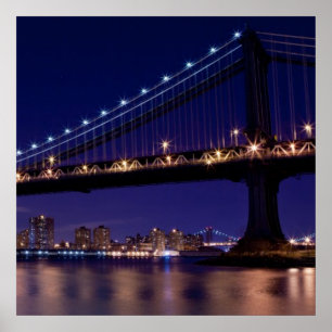 Poster Vue de pont de Manhattan la nuit