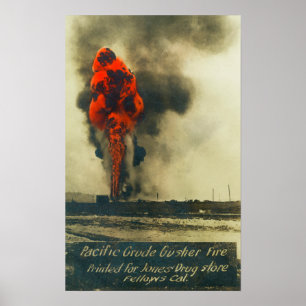 Poster Vue de puits de pétrole brut Pacifique