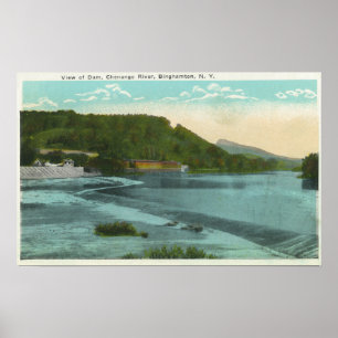 Poster Vue de rivière et de barrage de Chenango