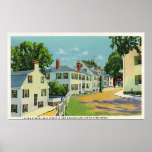 Poster Vue de rue de Leyde, première rue en Nouvelle