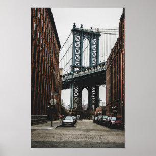 Poster Vue de rue du pont de Brooklyn