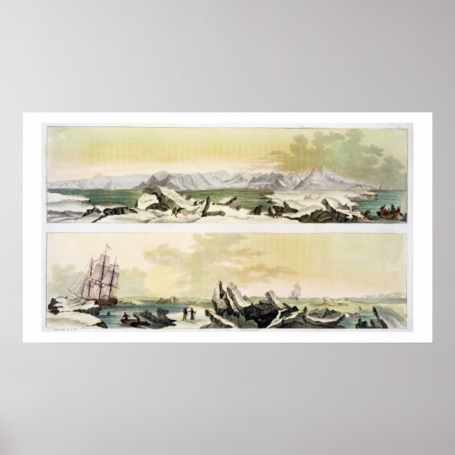 Poster Vue de Spitsbergen avec 'La Dorothea' (couleur en (Devant)