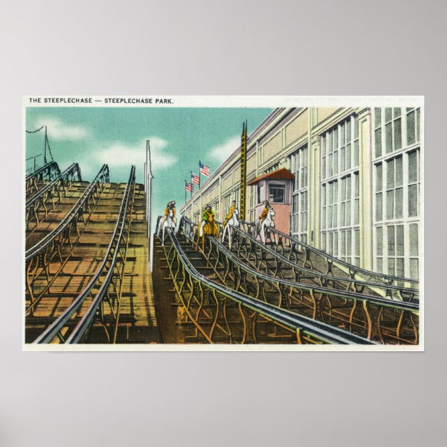 Poster Vue de Steeplechase Rollercoaster (Devant)