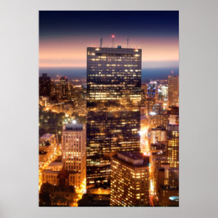 Poster Vue d'ensemble de Boston la nuit