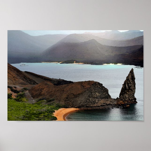 Poster Vue depuis le pic Bartolome dans les îles Galapago (Devant)