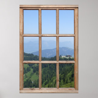 Poster Vue des Alpes depuis une fenêtre