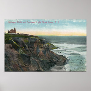 Poster Vue des bluffs de Mohegan et du sud-est