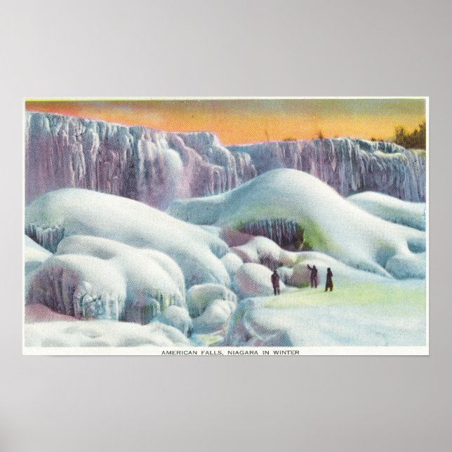 Poster Vue des chutes américaines en hiver (Devant)