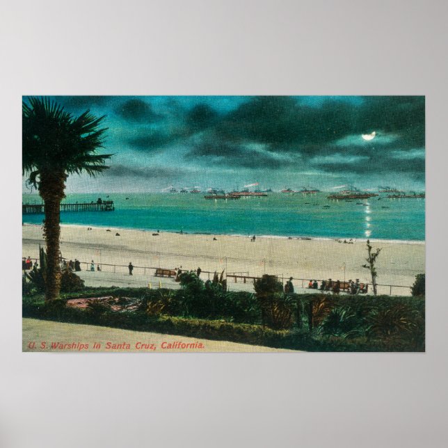 Poster Vue des navires de guerre américains dans l'océan  (Devant)