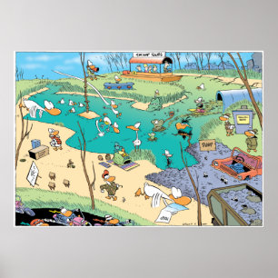 Poster Vue des oiseaux des marais