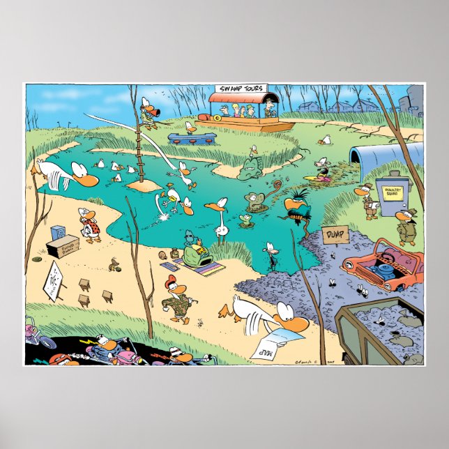 Poster Vue des oiseaux des marais (Devant)