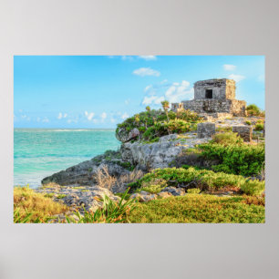 Poster Vue des ruines de Tulum, Dieu de temple de vents,