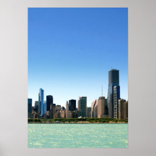 Poster Vue d'horizon de Chicago par le lac Michigan