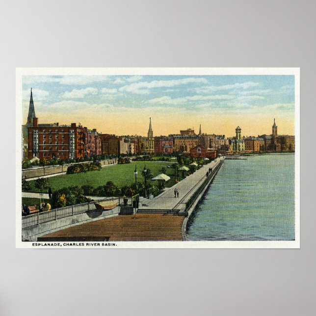 Poster Vue du bassin de la rivière Charles et de l'esplan (Devant)