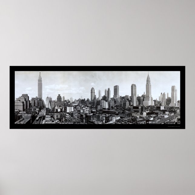 Poster Vue du centre-ville de New York Photo 1931 (Devant)