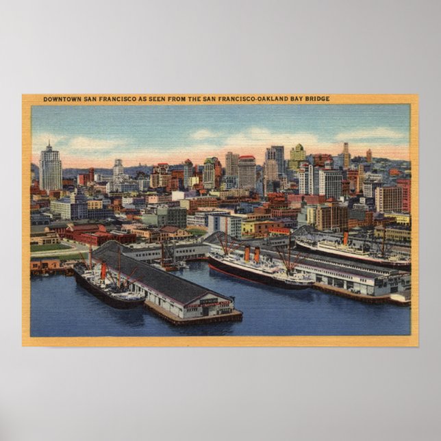 Poster Vue du centre-ville depuis Bay Bridge (Devant)