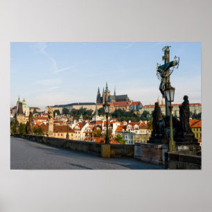 Poster Vue du Château depuis le pont Charles à Prague