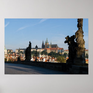 Poster Vue du château depuis le pont Charles à Prague