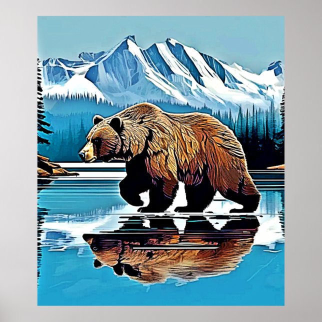 Poster Vue du lac Grizzly (Devant)