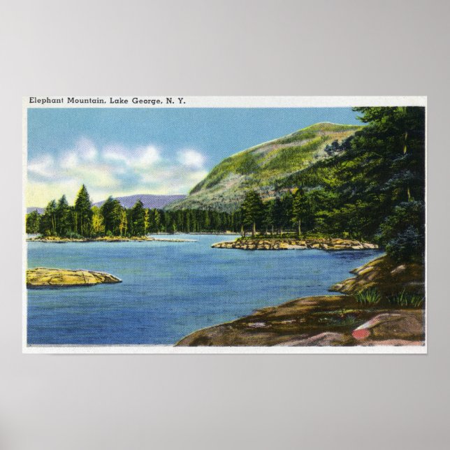 Poster Vue du lac sur la montagne Elephant (Devant)