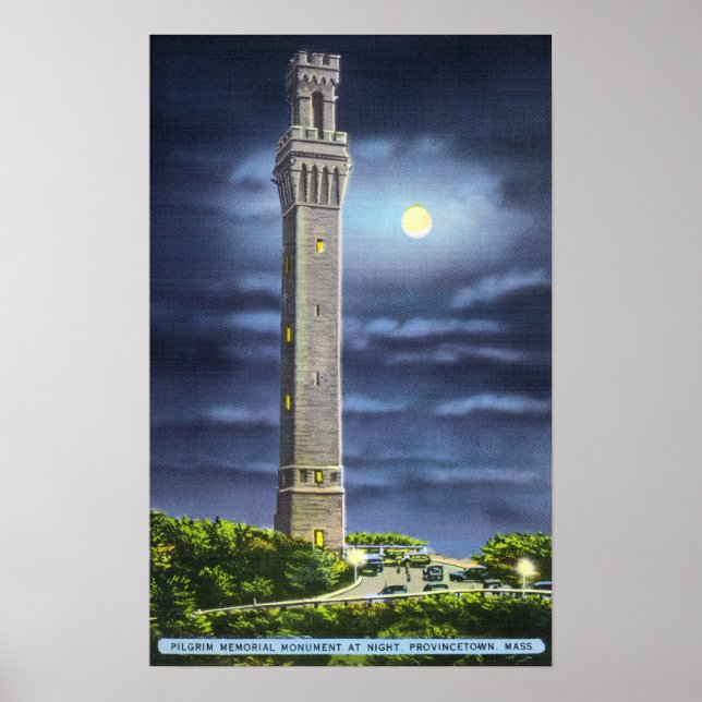 Poster Vue du Mémorial du pèlerin à la nuit (Devant)