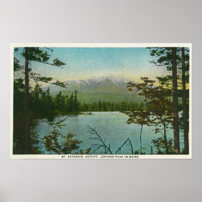 Poster Vue du Mont Katahdin, pic le plus bas du Maine (Devant)