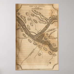 Poster Vue du pays Pittsburg ronde