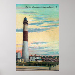 Poster Vue du phare d'AbseconAtlantic City, NJ