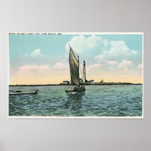 Poster Vue du phare de Boon Island au large de York