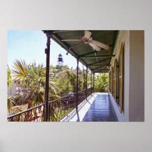Poster Vue du phare de Key West depuis la maison Hemingwa