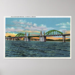 Poster Vue du pont de rivière de Siuslaw