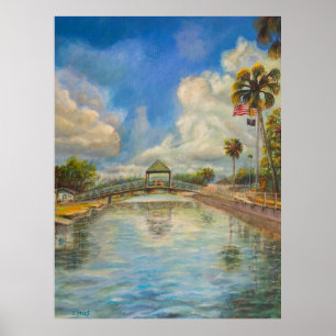 Poster Vue du pont piétonnier depuis le lac