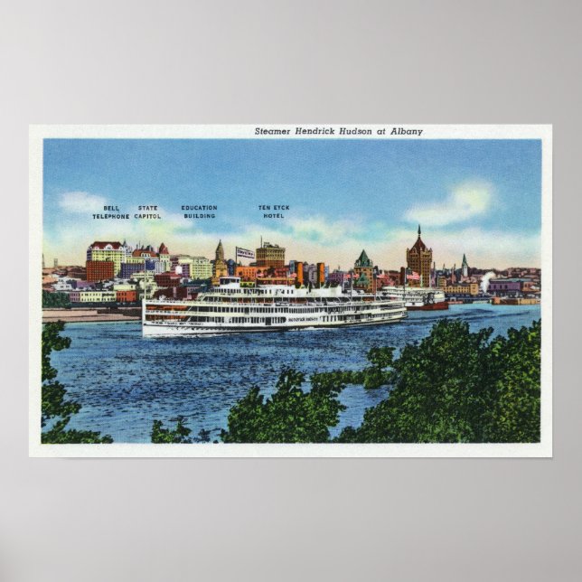 Poster Vue du Steamer Hendrick Hudson (Devant)